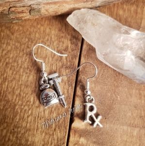 Mismatched Nurse Earrings Medical theme RN LPN MD phd science graduation ER EMT